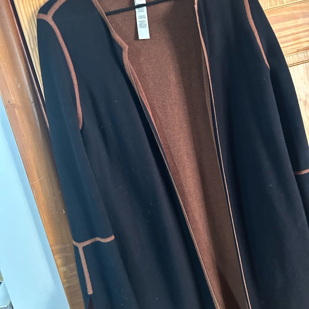 Black and Brown Open Cardigan relived Chico sweater size 1 - Picture 3 of 3